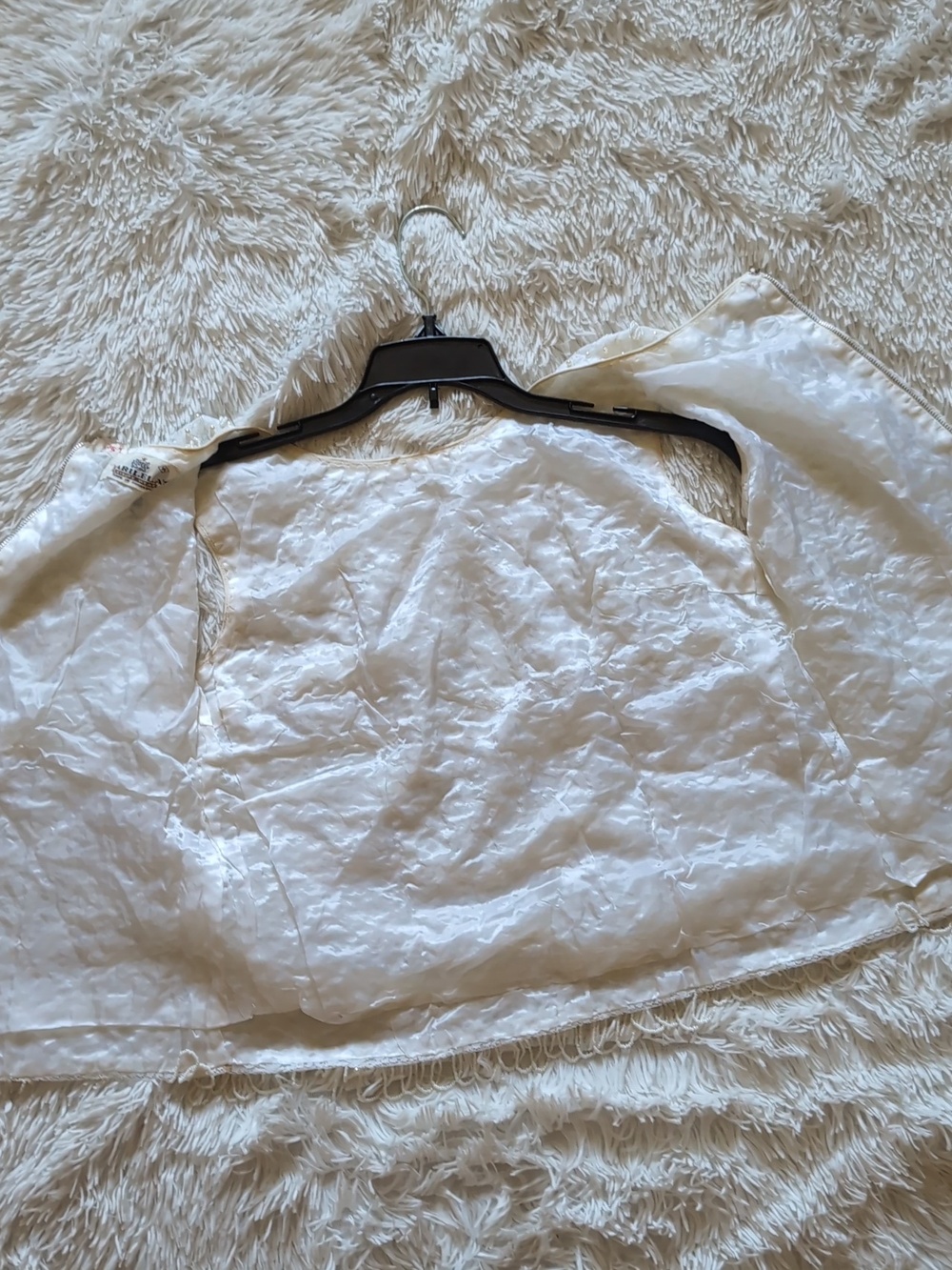60s Vintage Harilela's Ivory Pearl Beaded Shell Cocktail Top with Fringe - Picture 12 of 15